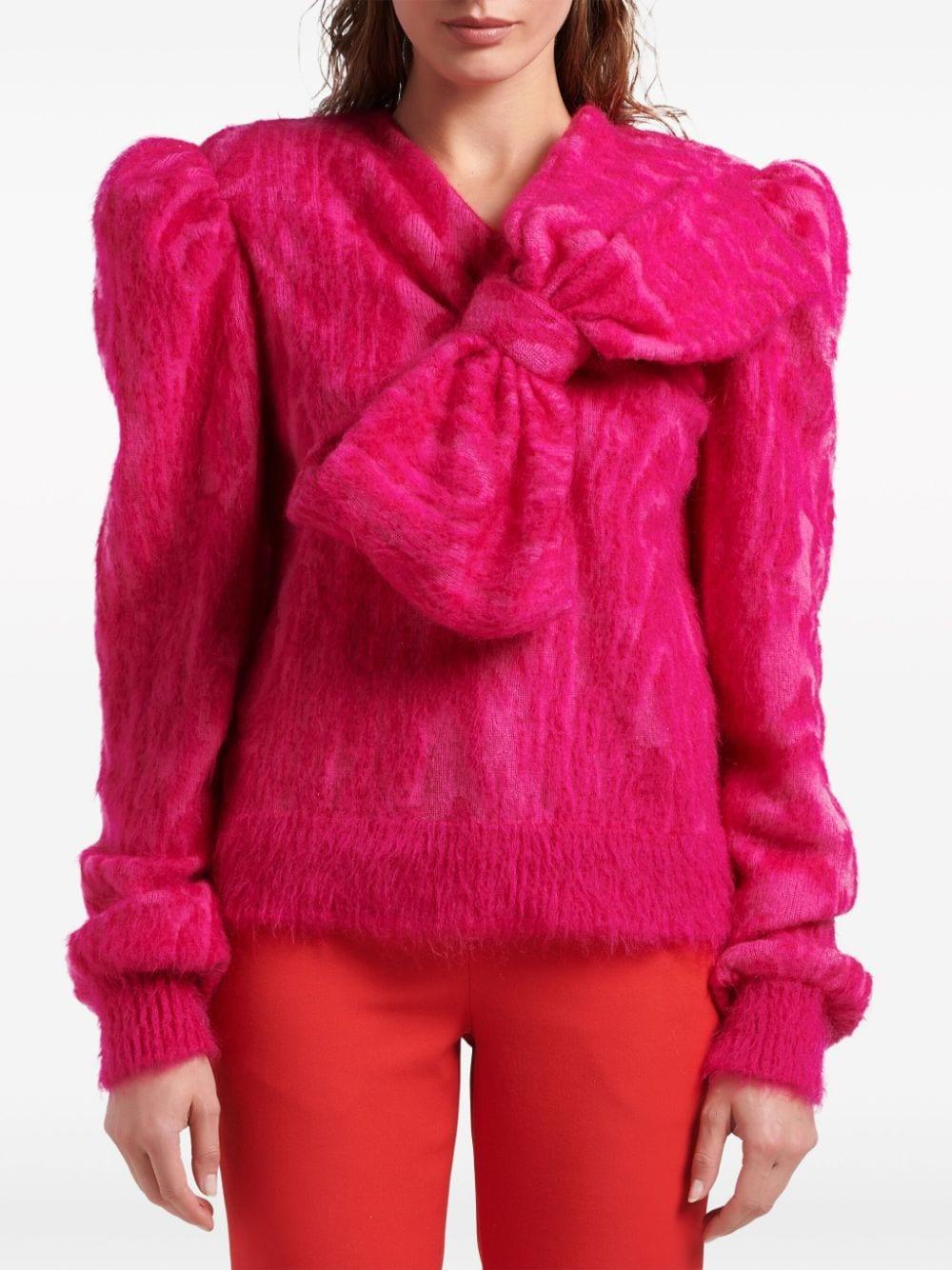 Bow Wool-blend Jumper In 4dk Pink Product Image