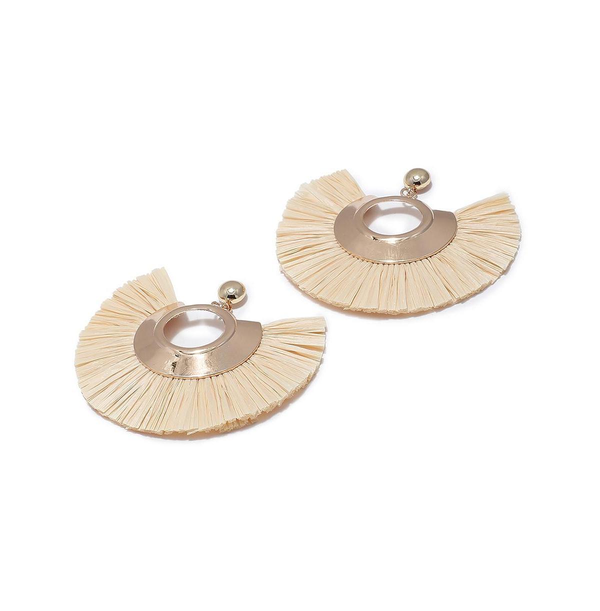 Sohi Womens Gold Dented Metallic Drop Earrings Product Image