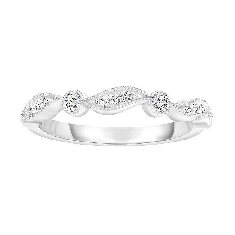 10k White Gold 1/6 Carat T.W. Diamond Band Ring, Womens Product Image