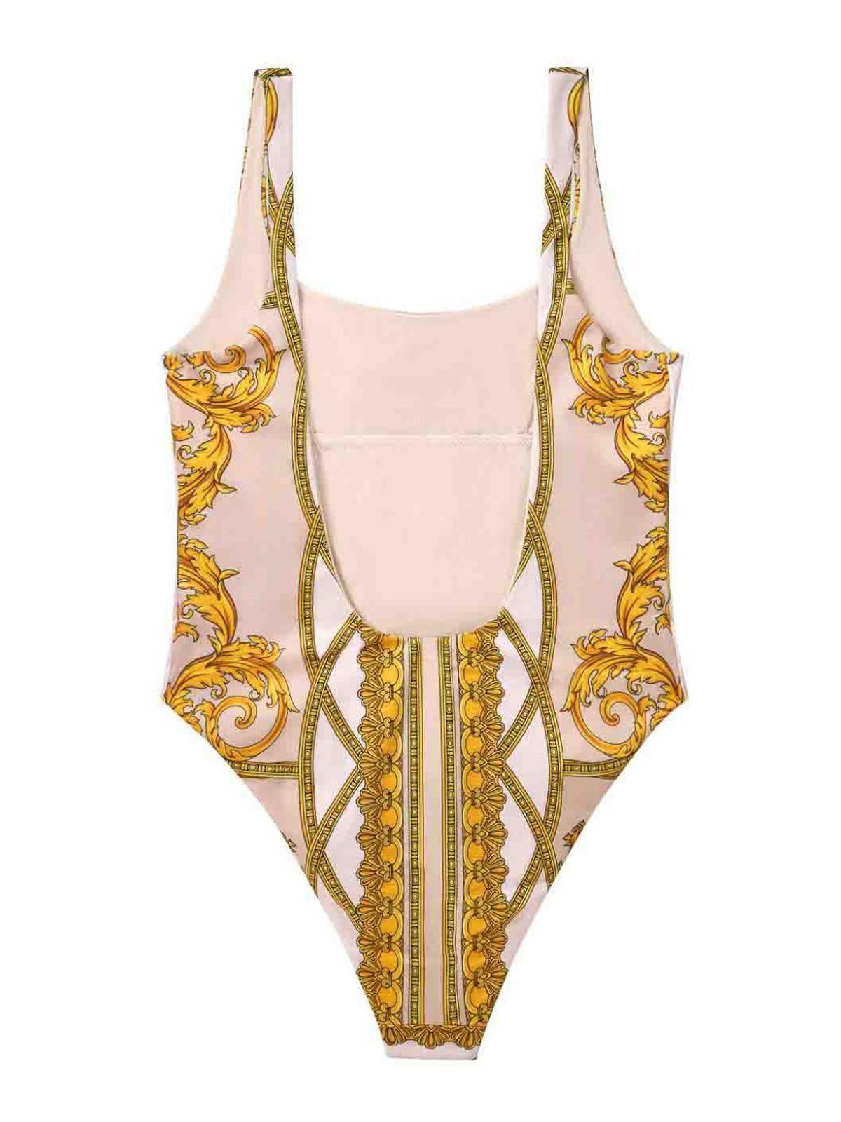 VERSACE Baroque-pattern Swimsuit In Neutrals Product Image