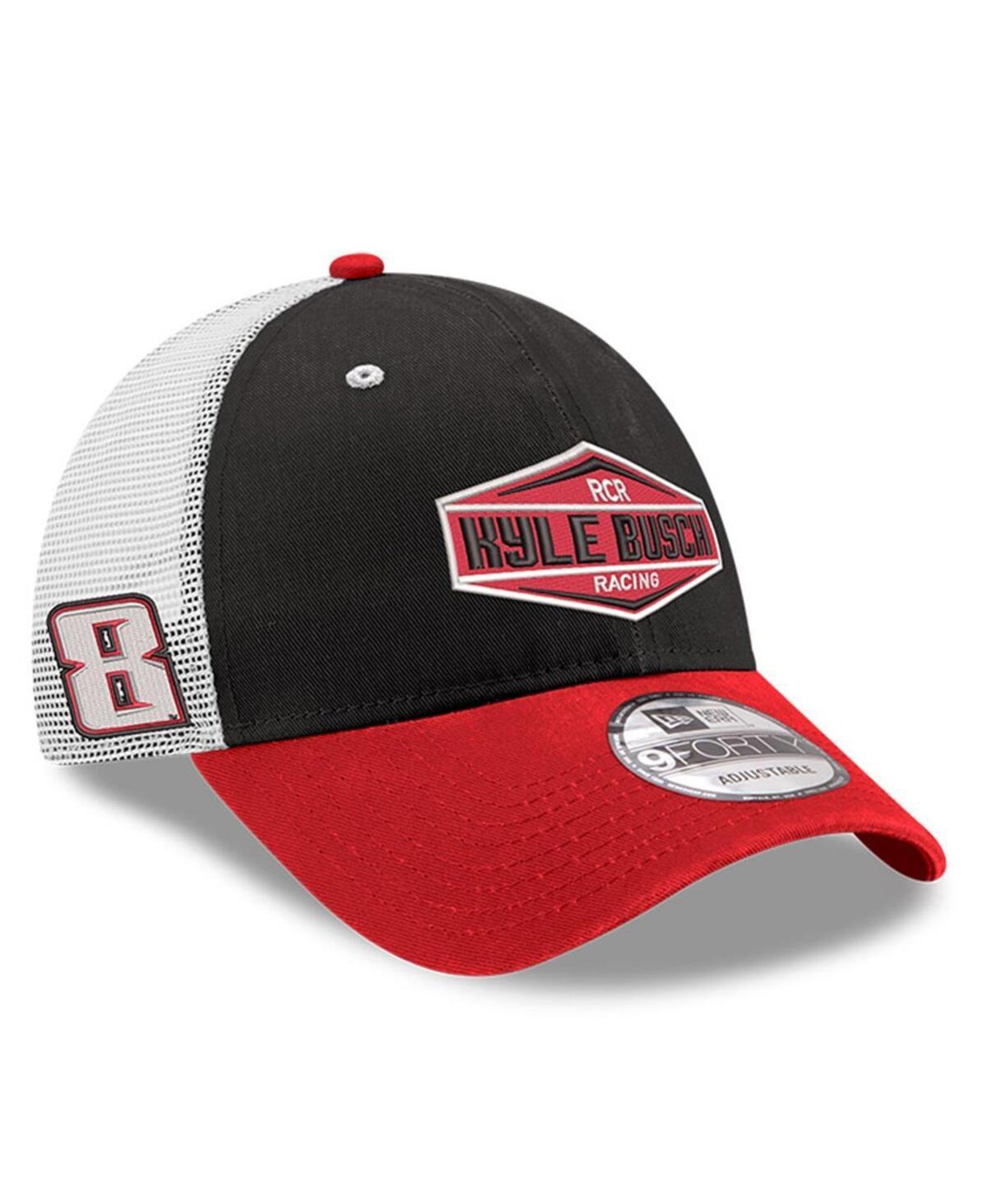 New Era Mens Black/Red Kyle Busch 9FORTY Side Patch Trucker Adjustable Hat Product Image