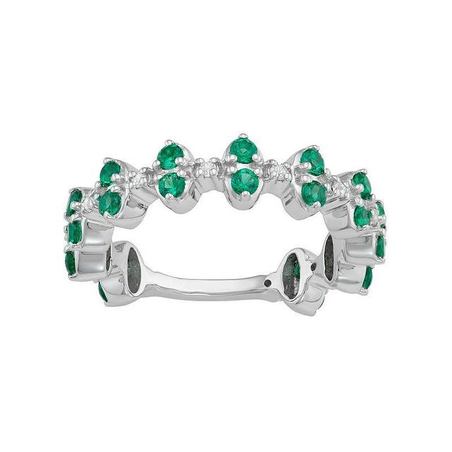 Jewelexcess Sterling Silver Lab-Created Emerald & Lab-Created White Sapphire Ring, Womens Product Image