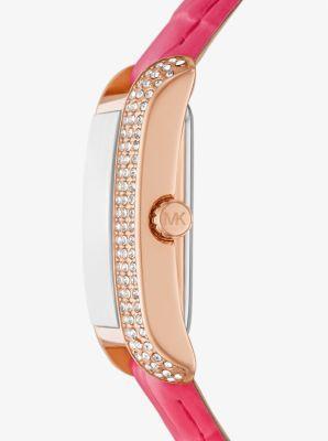 Michael Kors Womens Emery Three-Hand Analog Geranium Pink Croco Leather Strap Watch Product Image