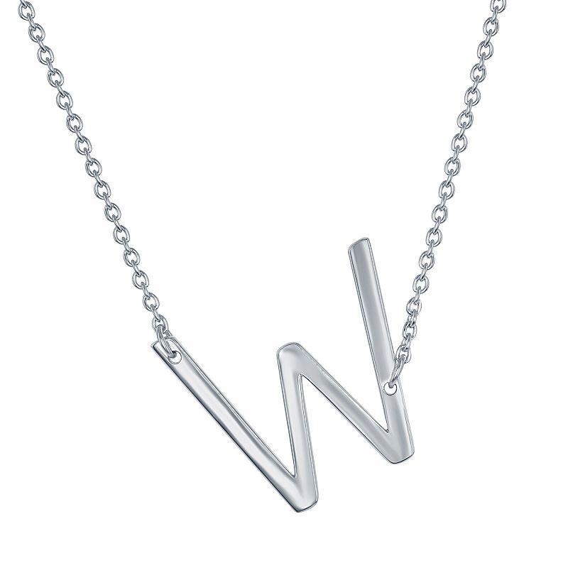 Sterling Silver Sideways Initial Necklace, Womens Sterling J Product Image