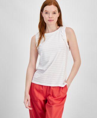 Tommy Hilfiger Sleeveless Ruffle Tank (Bright ) Women's Clothing Product Image