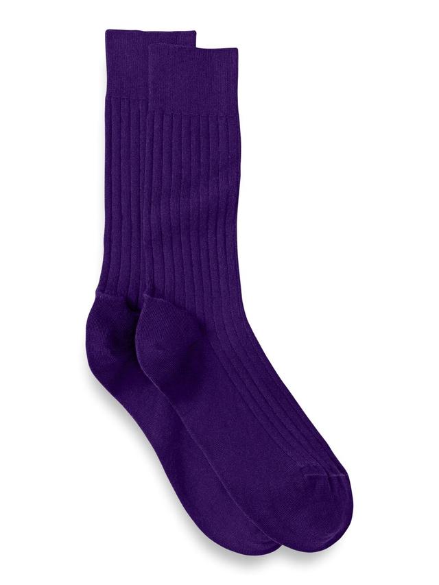 Solid Cotton Blend Sock - Purple/tan Product Image