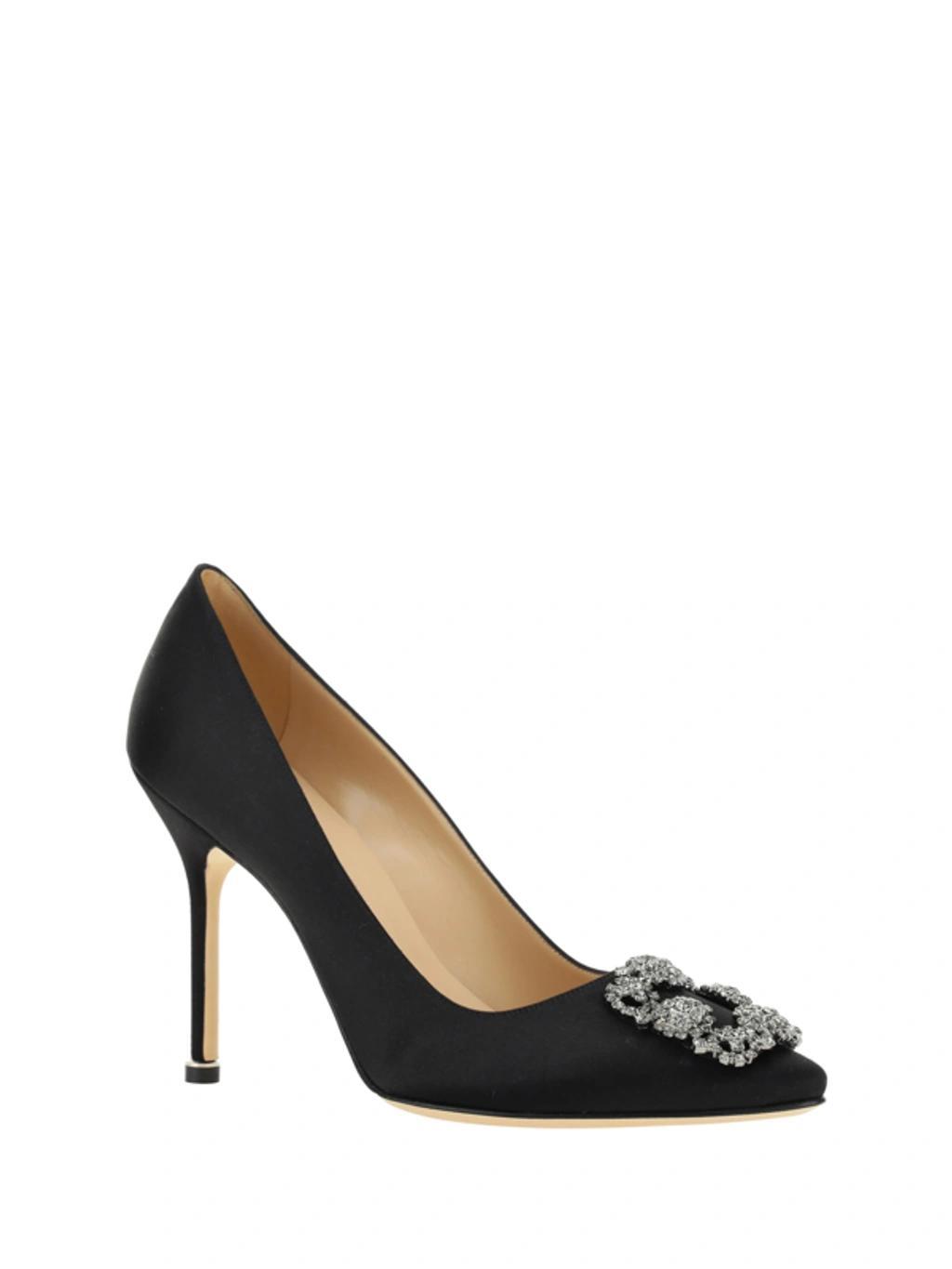 MANOLO BLAHNIK Hangisi 115mm Satin Crystal-toe Pump In Black Product Image