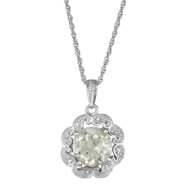 Jewelexcess Sterling Silver Green Stone & Diamond Accent Flower Pendant, Womens Silvertone Product Image