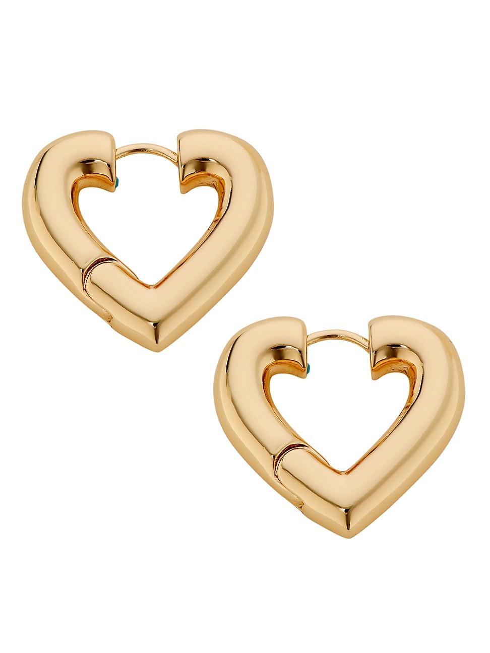 Womens Goldtone Heart Hoop Earrings Product Image