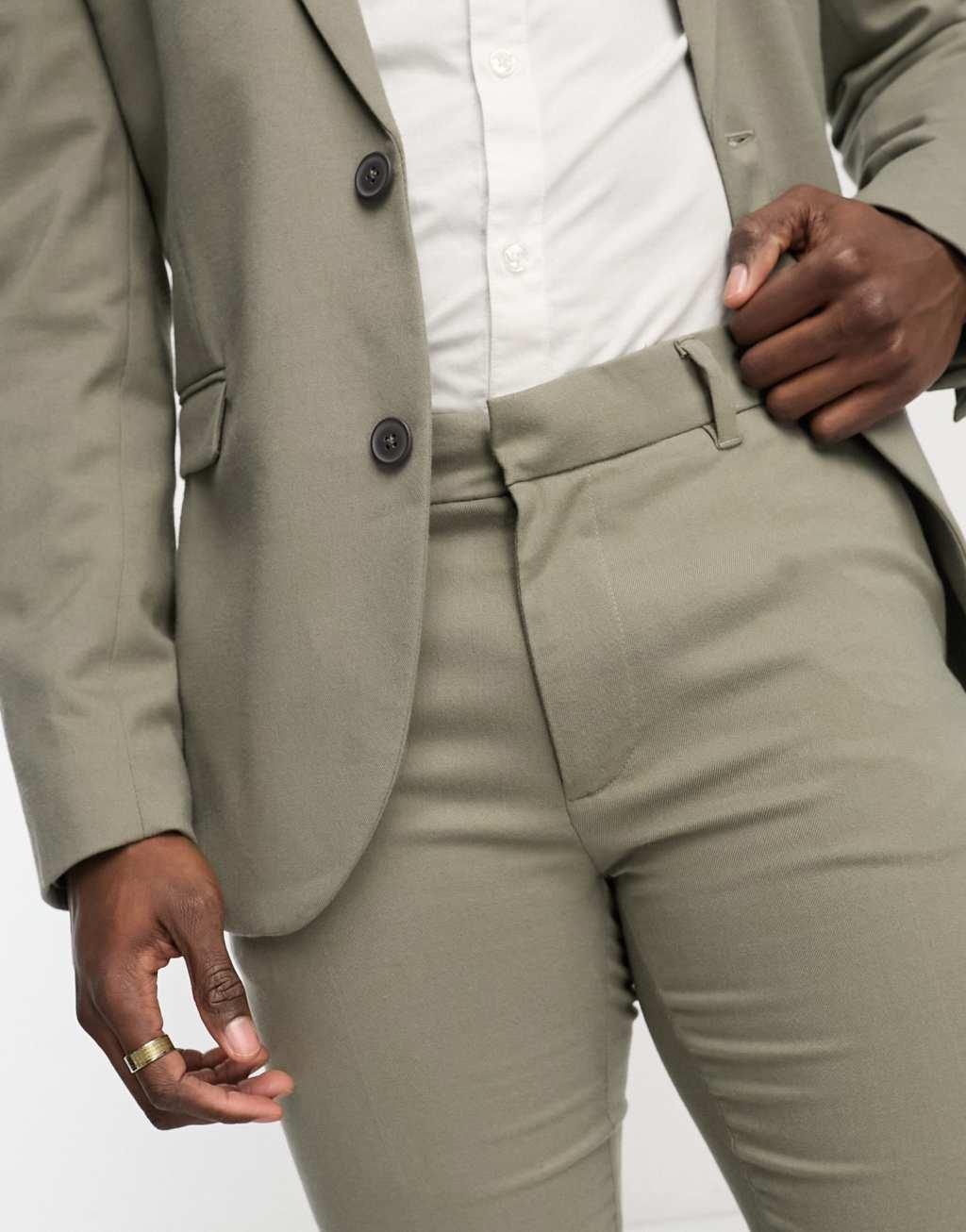 New Look skinny suit pants in sage Product Image