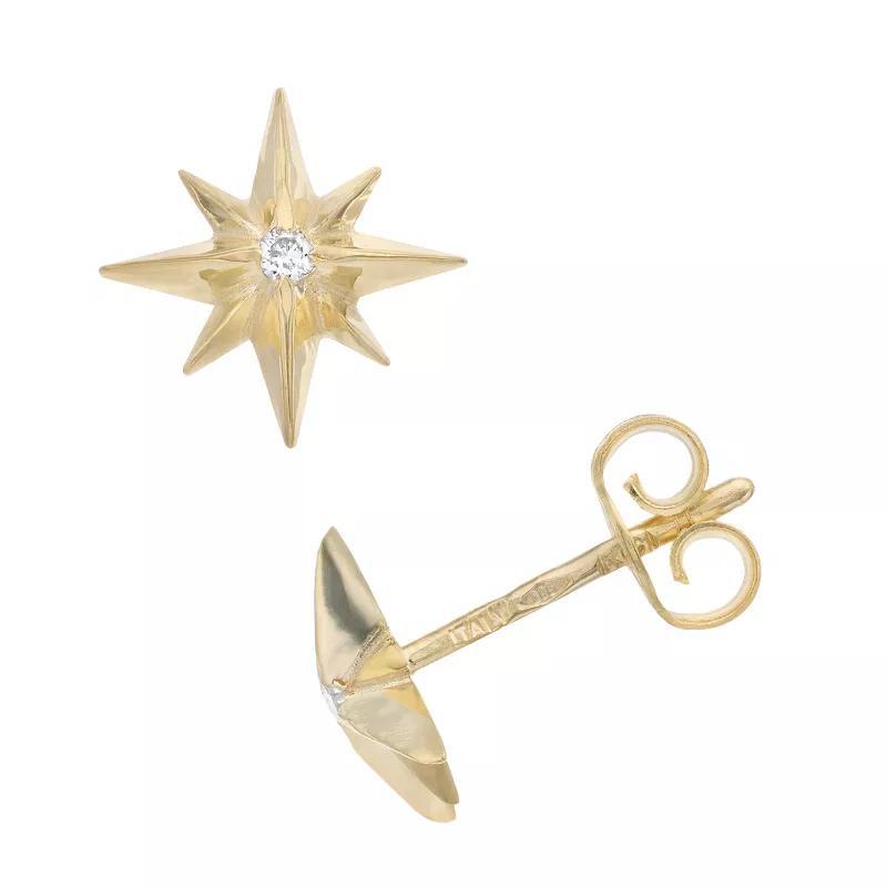 14k Gold Diamond Accent North Star Stud Earrings, Womens Product Image