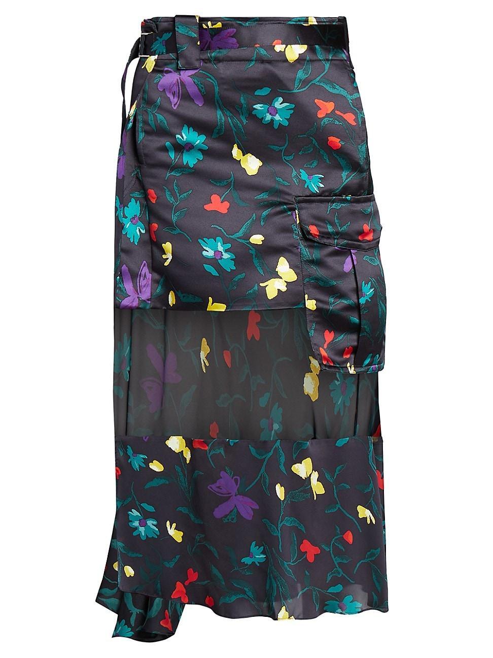 Womens Belted Floral Maxi Skirt product image