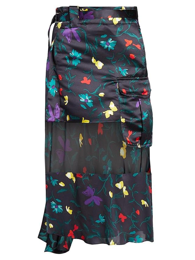 Womens Belted Floral Maxi Skirt Product Image