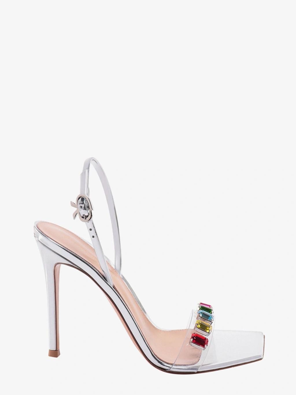 GIANVITO ROSSI Ribbon Candy Sandals In Silver Product Image