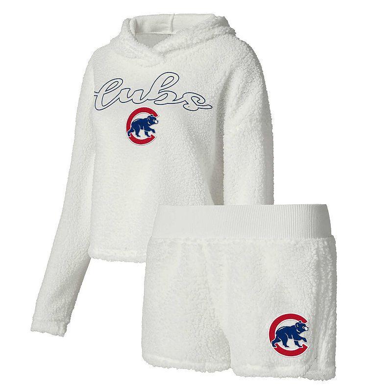 Womens Concepts Sport Cream Chicago Cubs Fluffy Hoodie Top & Shorts Sleep Set Product Image