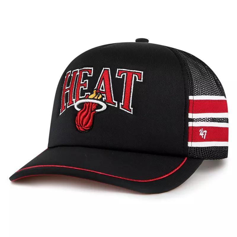 Mens 47 Miami Heat Sidebrand Stripes Trucker Adjustable Hat Product Image