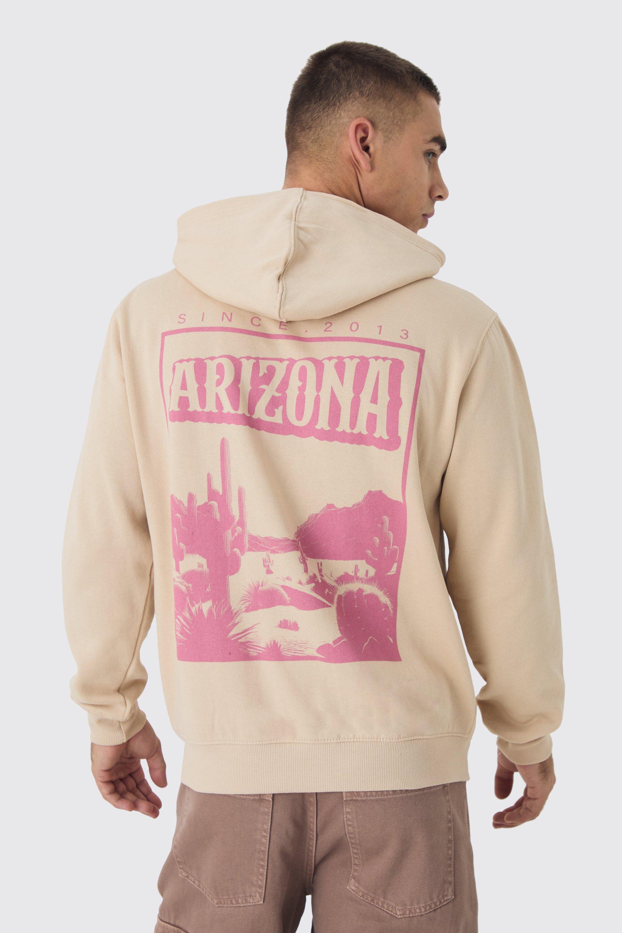 Arizona Back Print Zip Through Hoodie | boohooMAN USA Product Image