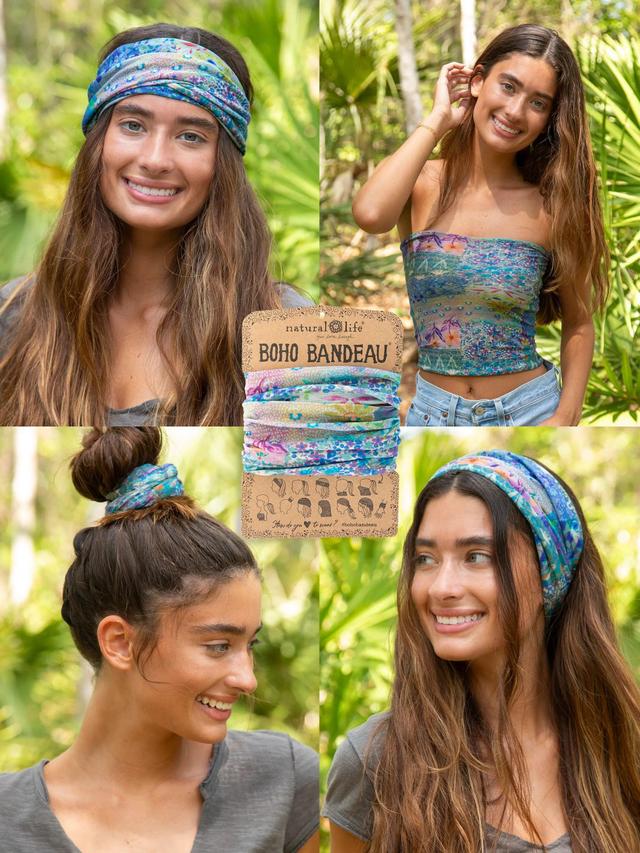 Full Boho Bandeau® Headband - Blue Watercolor Patchwork Product Image