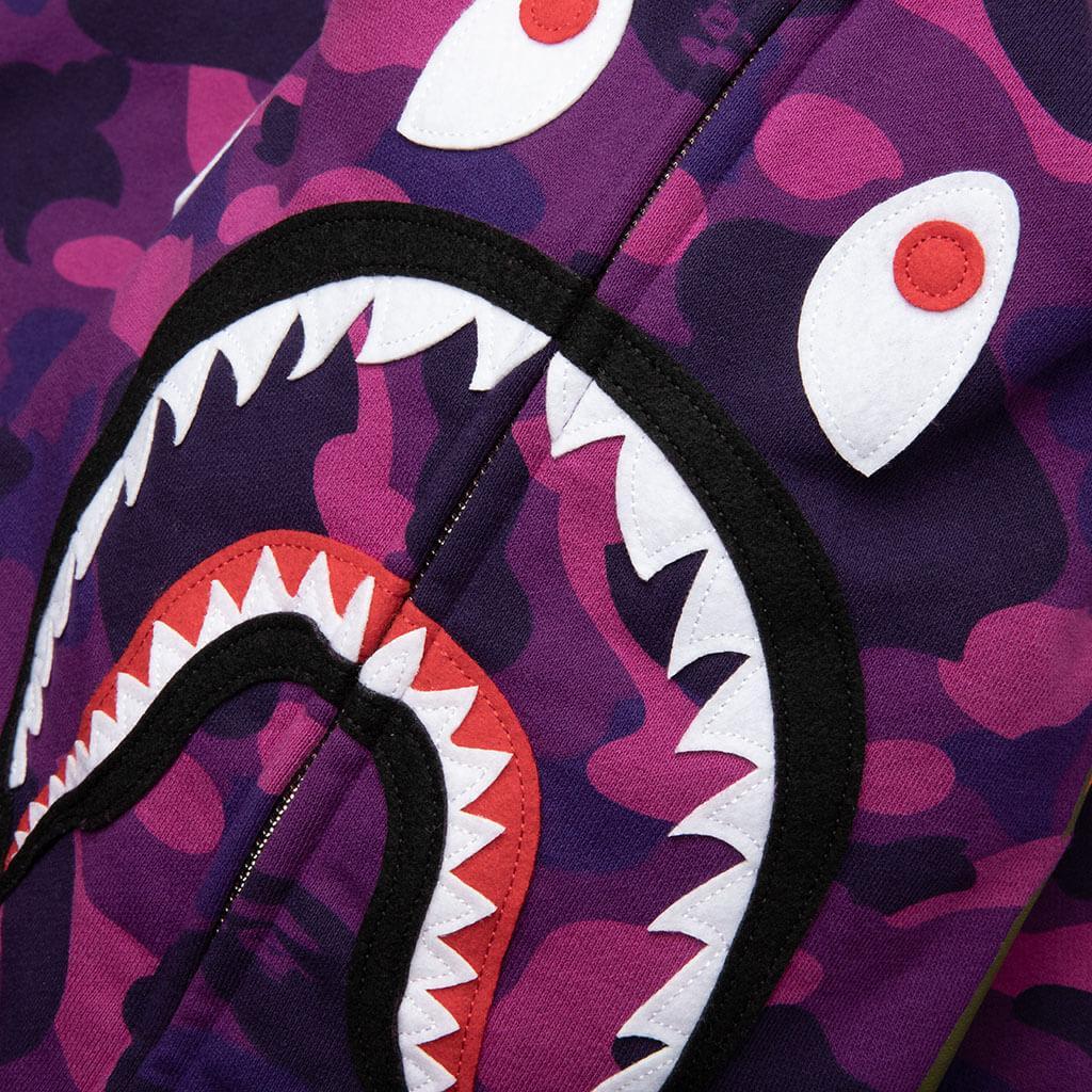 Color Camo Shark Full Zip Hoodie - Purple Male Product Image