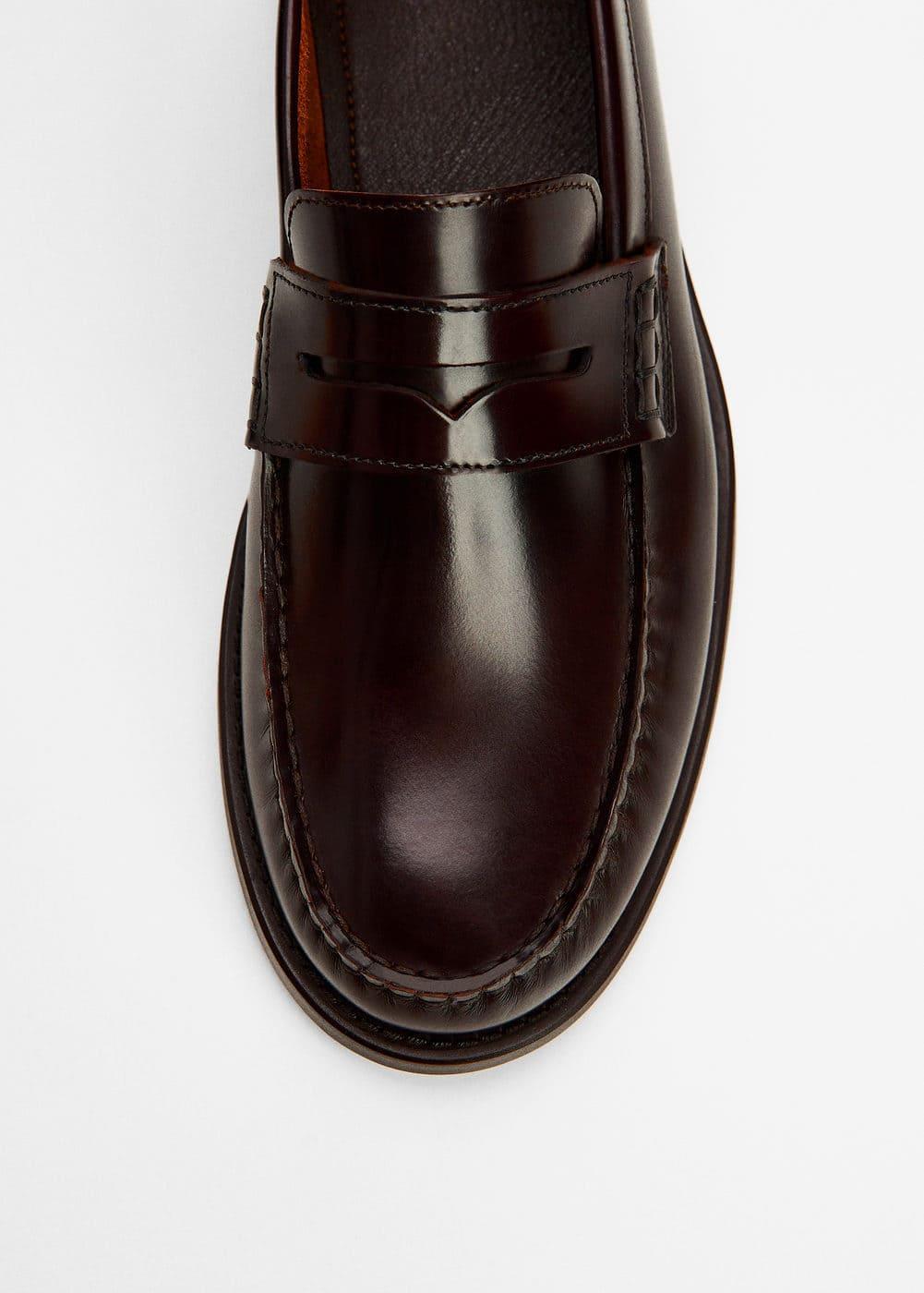 MANGO MAN - Leather penny loafers burgundyMen Product Image