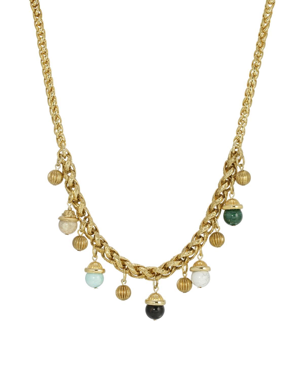 1928 Gold Tone Genuine Stone Drop Necklace, Womens, Multi Product Image