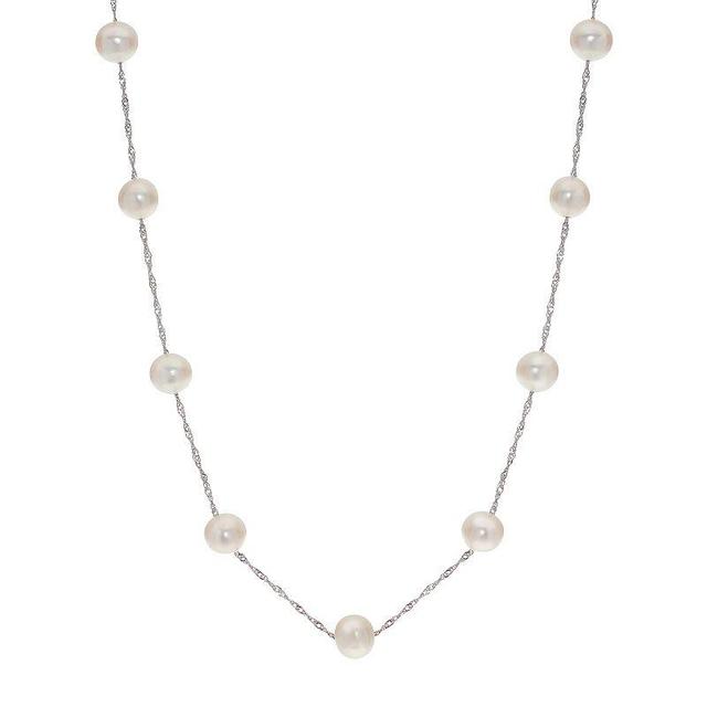 PearLustre by Imperial Sterling Silver Freshwater Cultured Pearl Station Necklace, Womens White Product Image