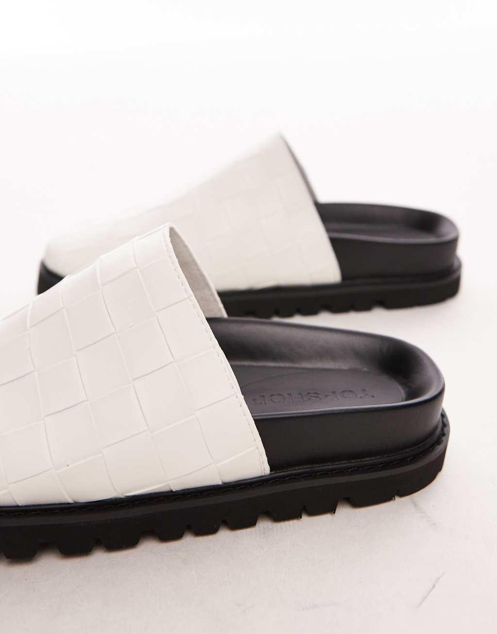 Topshop Beau woven mules in white Product Image