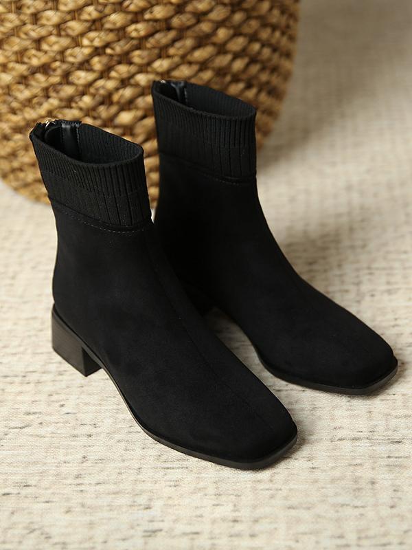 Split-Joint Square-Toe Zipper Boots product image