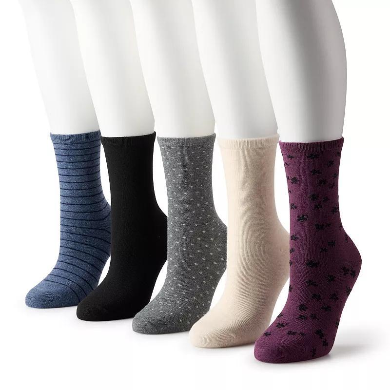 Womens Sonoma Goods For Life Floral Crew Socks 5-Pack Product Image