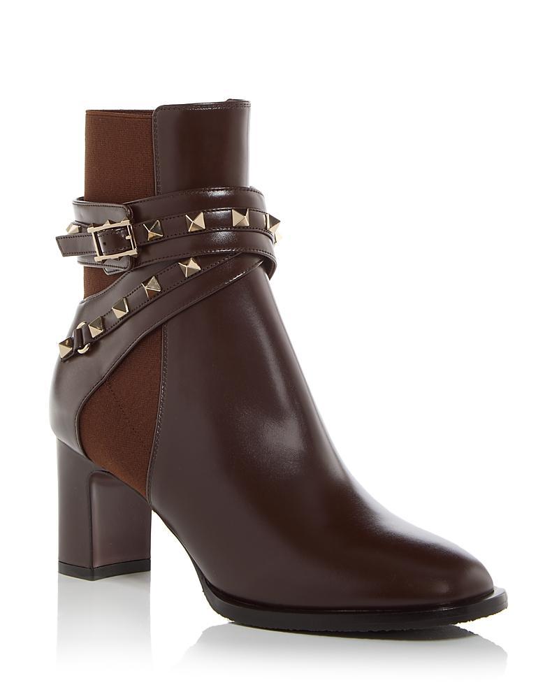 Valentino Garavani Womens Rockstud Embellished Block Heel Booties product image