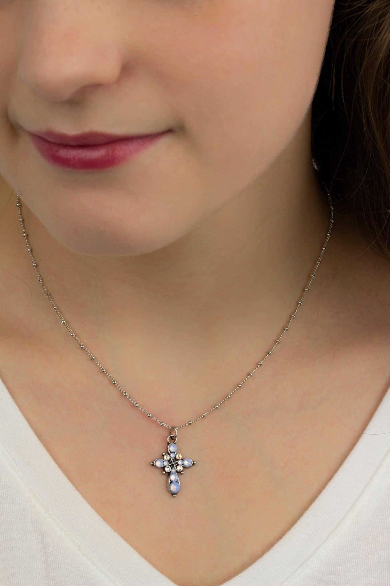 Air Blue Opal Mini Cross Pendant Necklace Product Image