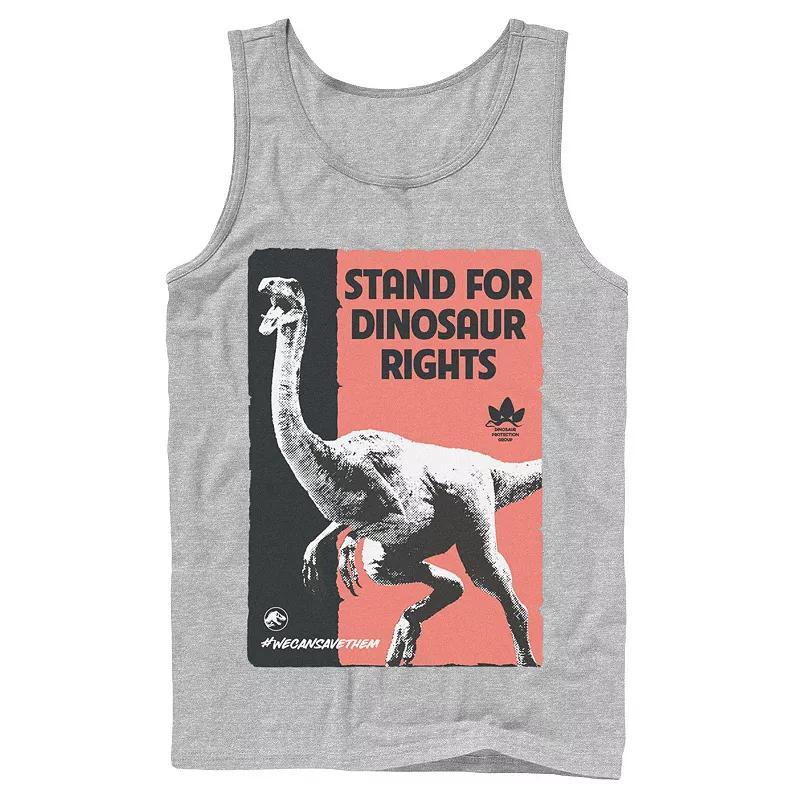 Mens Jurassic World Stand For Dinosaurs Poster Tank Top Grey Product Image