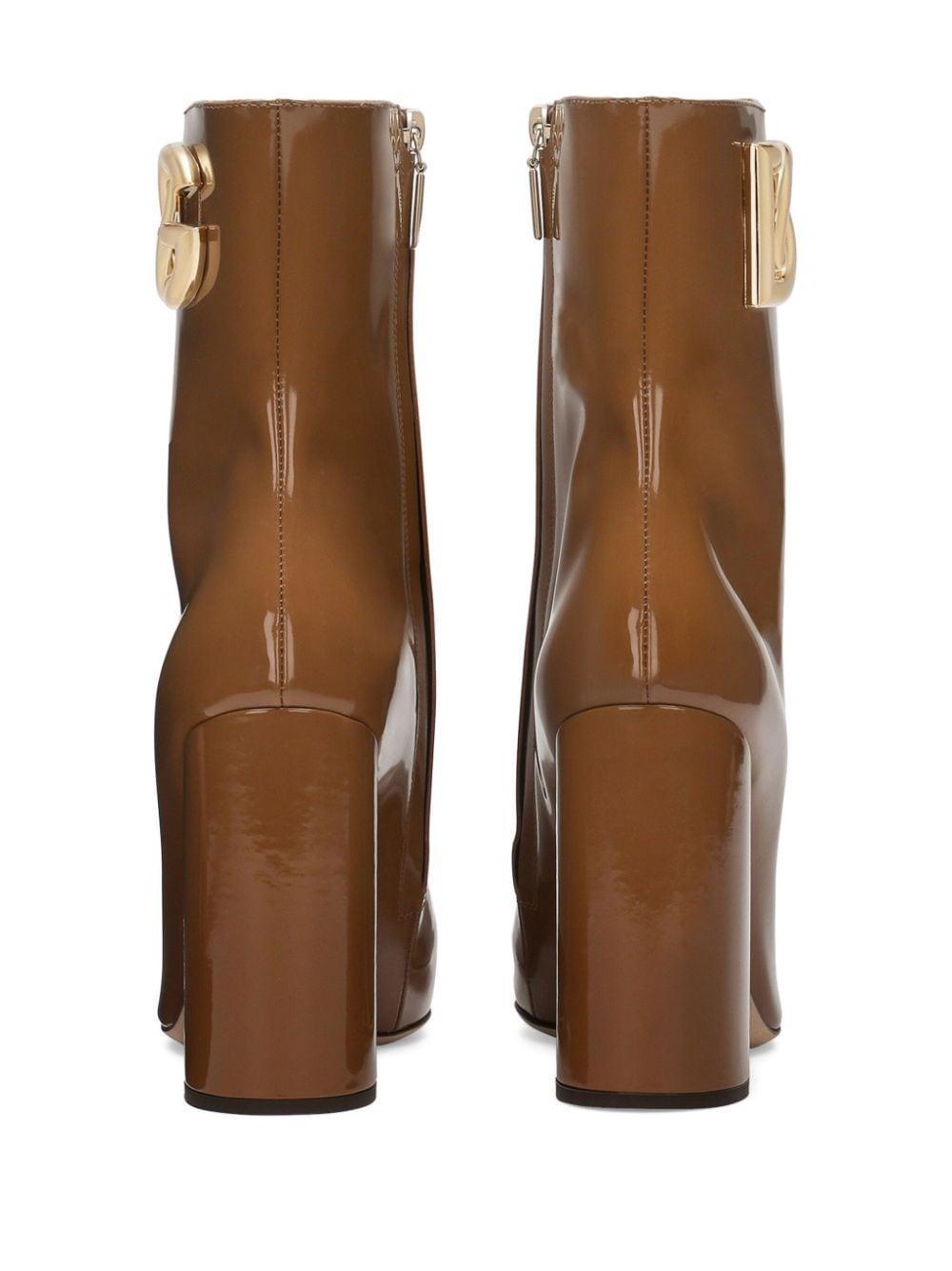 90mm Logo-plaque Leather Boots In Brown Product Image