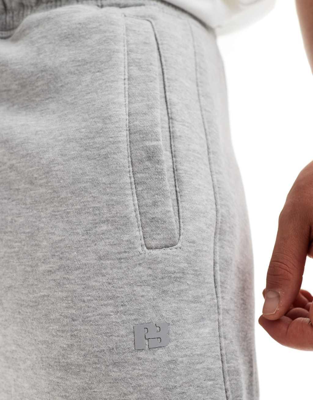 Pull&Bear heavyweight wide leg sweatpants in gray heather Product Image