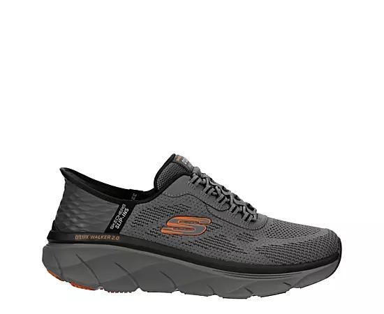 Skechers Hands Free Slip-ins Relaxed Fit DLux Walker 2.0 Rezinate Mens Shoes Grey Orange Product Image