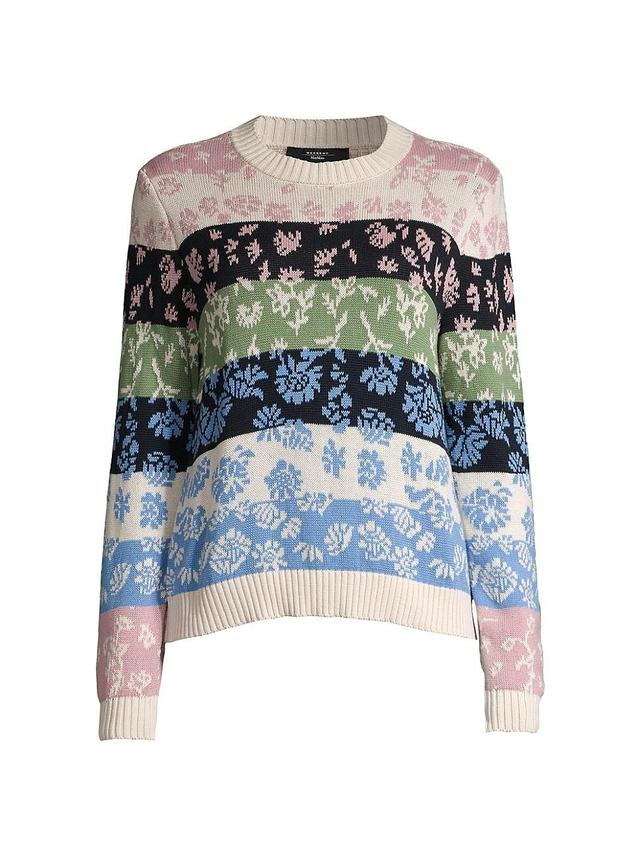 Womens Fleres Floral Striped Cotton Sweater Product Image
