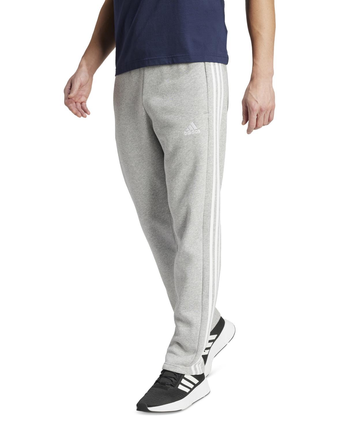 adidas Mens adidas Essentials 3-Stripes Open Hem Fleece Pants - Mens Black Product Image