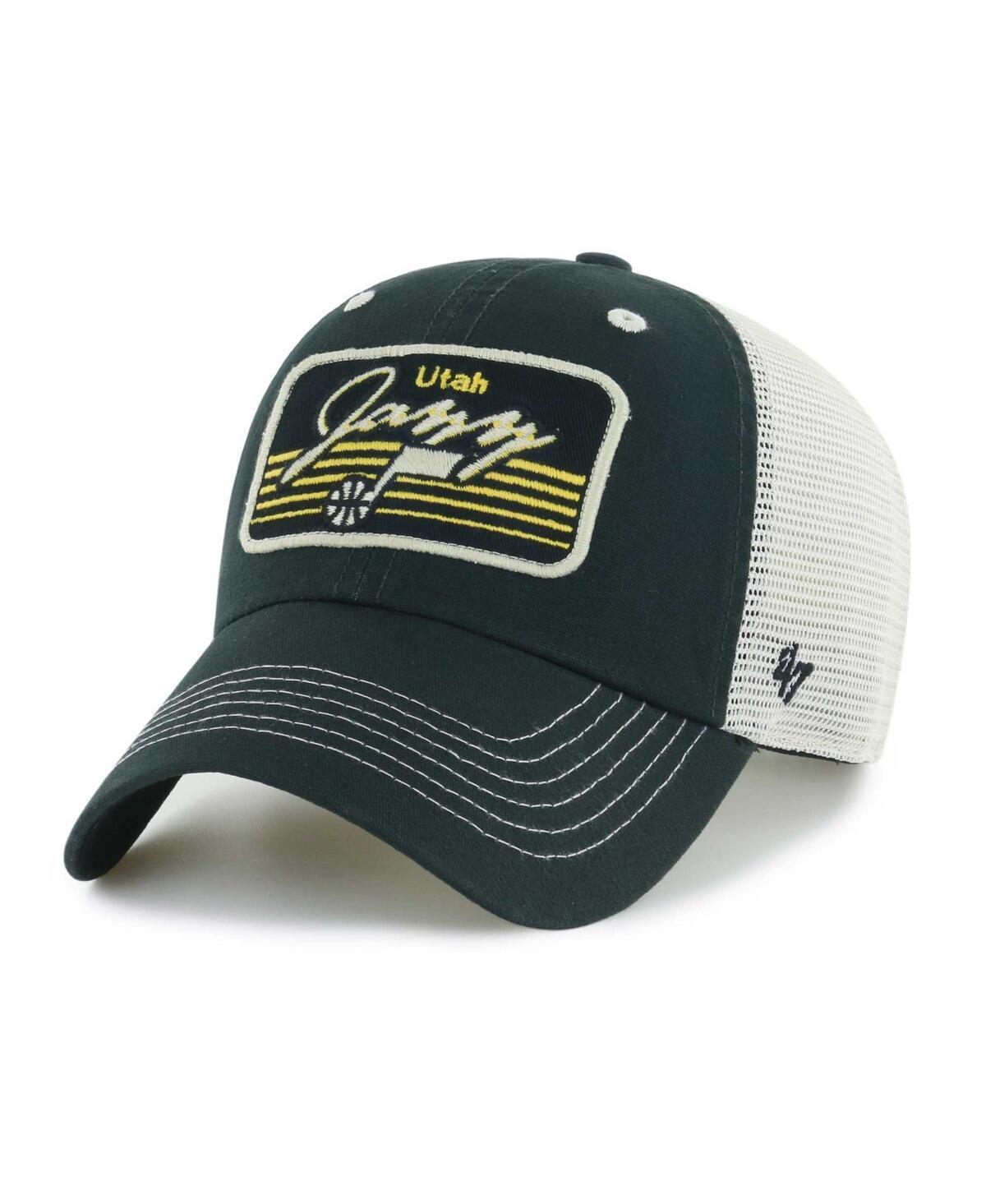 Mens 47 Brand Black Utah Jazz Five Point Patch Clean Up Adjustable Hat Product Image