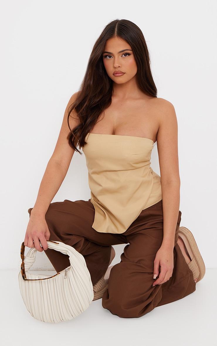 Nude Woven Asymmetric Hem Bandeau Top Product Image