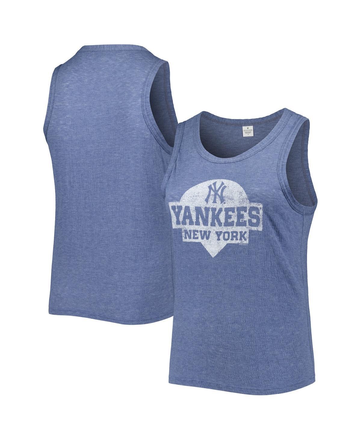 Womens Soft as a Grape New York Yankees Plus Size High Neck Tri-Blend Tank Top Blue Product Image