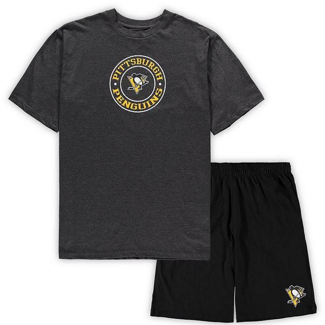 Mens Concepts Sport /Heathered Charcoal Pittsburgh Penguins Big & Tall T-Shirt & Shorts Sleep Set Product Image