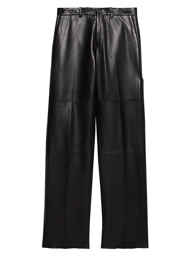 Womens Leather Straight-Leg Pants Product Image