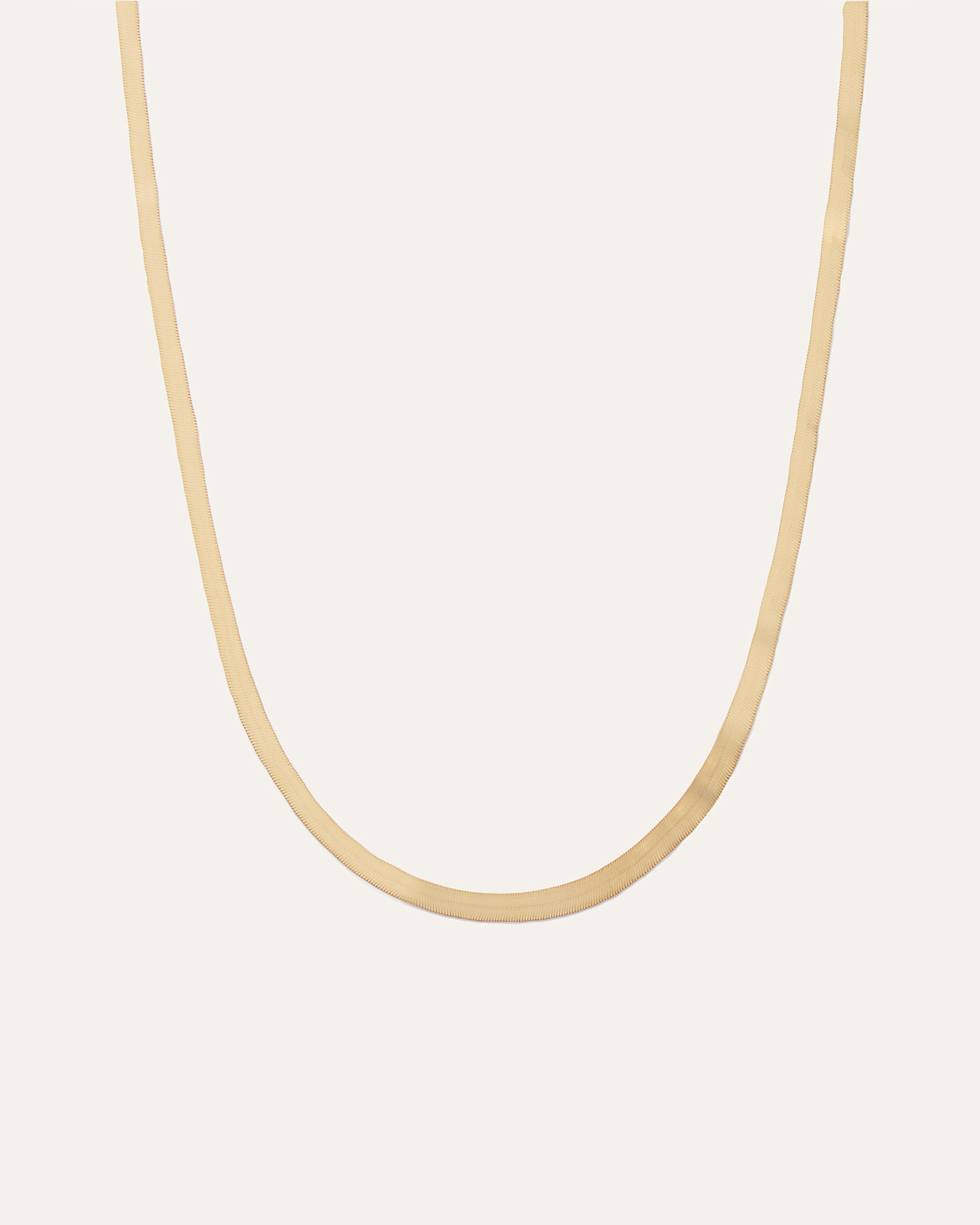 14K Gold Adjustable Herringbone Chain Necklace Product Image