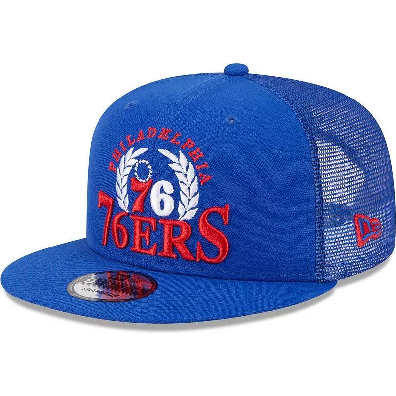 Mens New Era Royal Philadelphia 76ers Bold Laurels 9FIFTY Snapback Hat Product Image