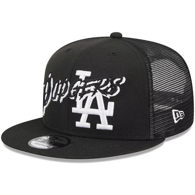 Mens New Era Black Los Angeles Dodgers Street Trucker 9FIFTY Snapback Hat Product Image