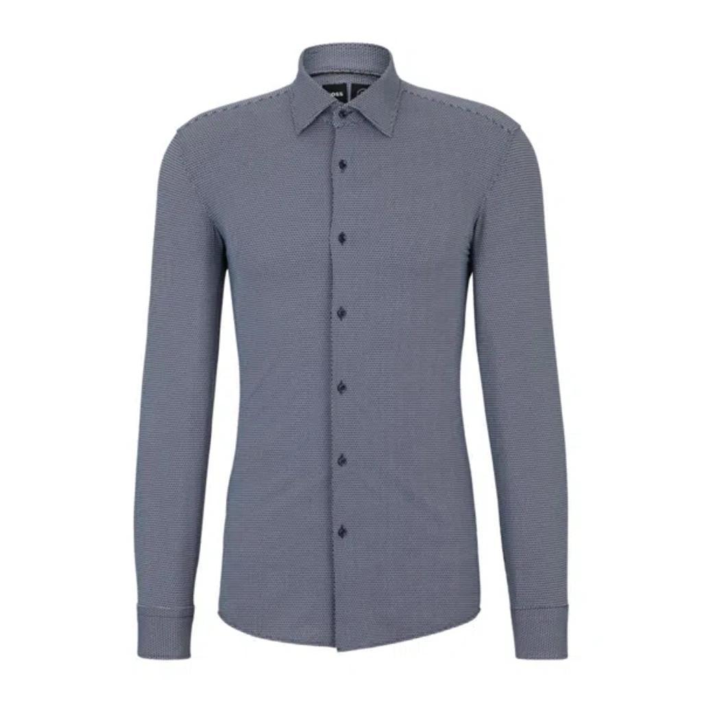 HUGO BOSS Slim-fit Shirt In Printed Performance-stretch Material In Blue Product Image