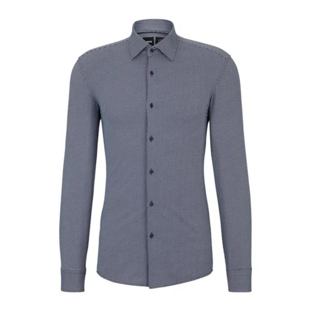 HUGO BOSS Slim-fit Shirt In Printed Performance-stretch Material In Blue Product Image