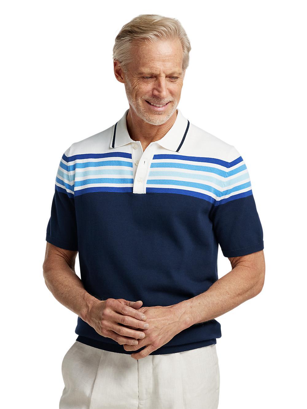 Cotton Three Button Polo - Navy Product Image