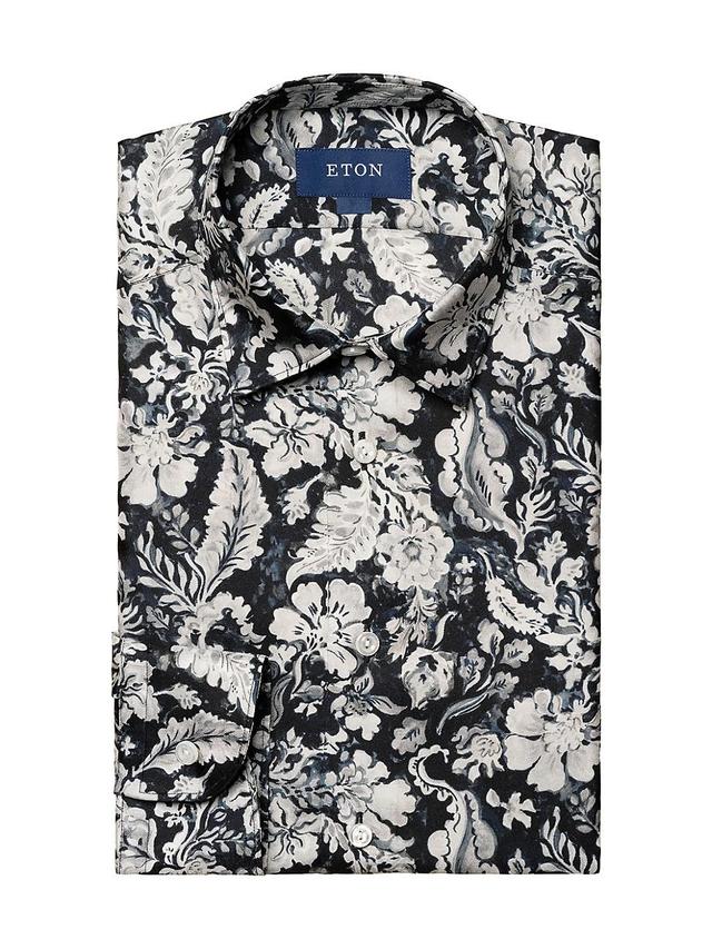 Eton Slim Fit Floral Silk Dress Shirt Product Image