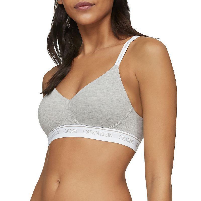 Womens Calvin Klein Archive Logo Lightly Lined Bralette QF6094 Grey Product Image